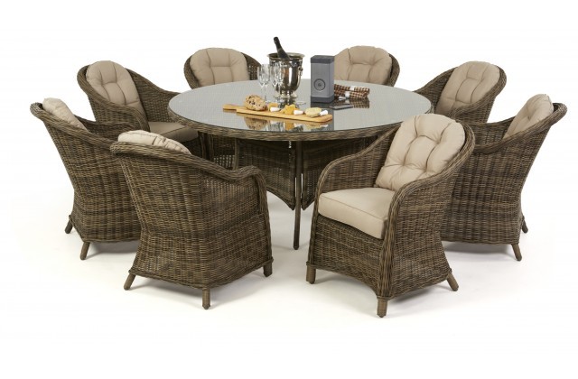 Maze Rattan Winchester 8 Seat Round Dining Set Chairs