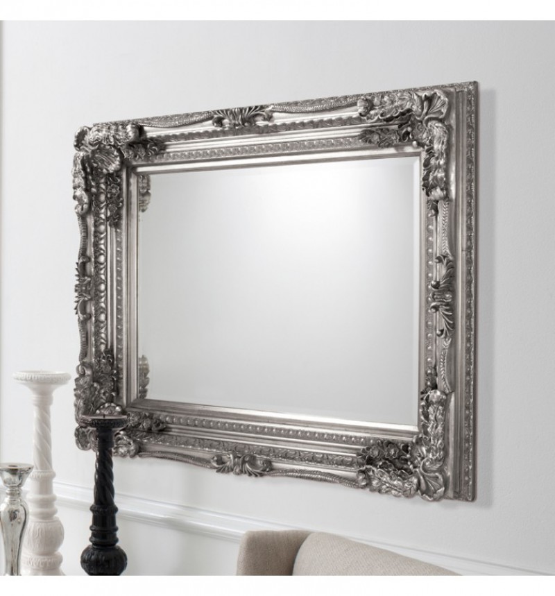 Gallery Carved Louis Leaner Mirror Silver