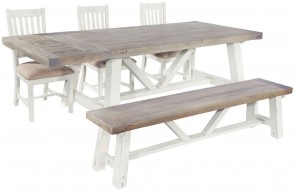 Rowico Driftwood Two Tone Trestle Dining Table