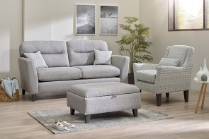 Lebus Clara 3 Seater High Back Sofa, Accent Chair & Footstool