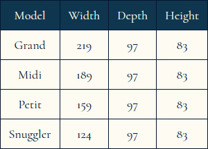 Charisse Furniture Sizes